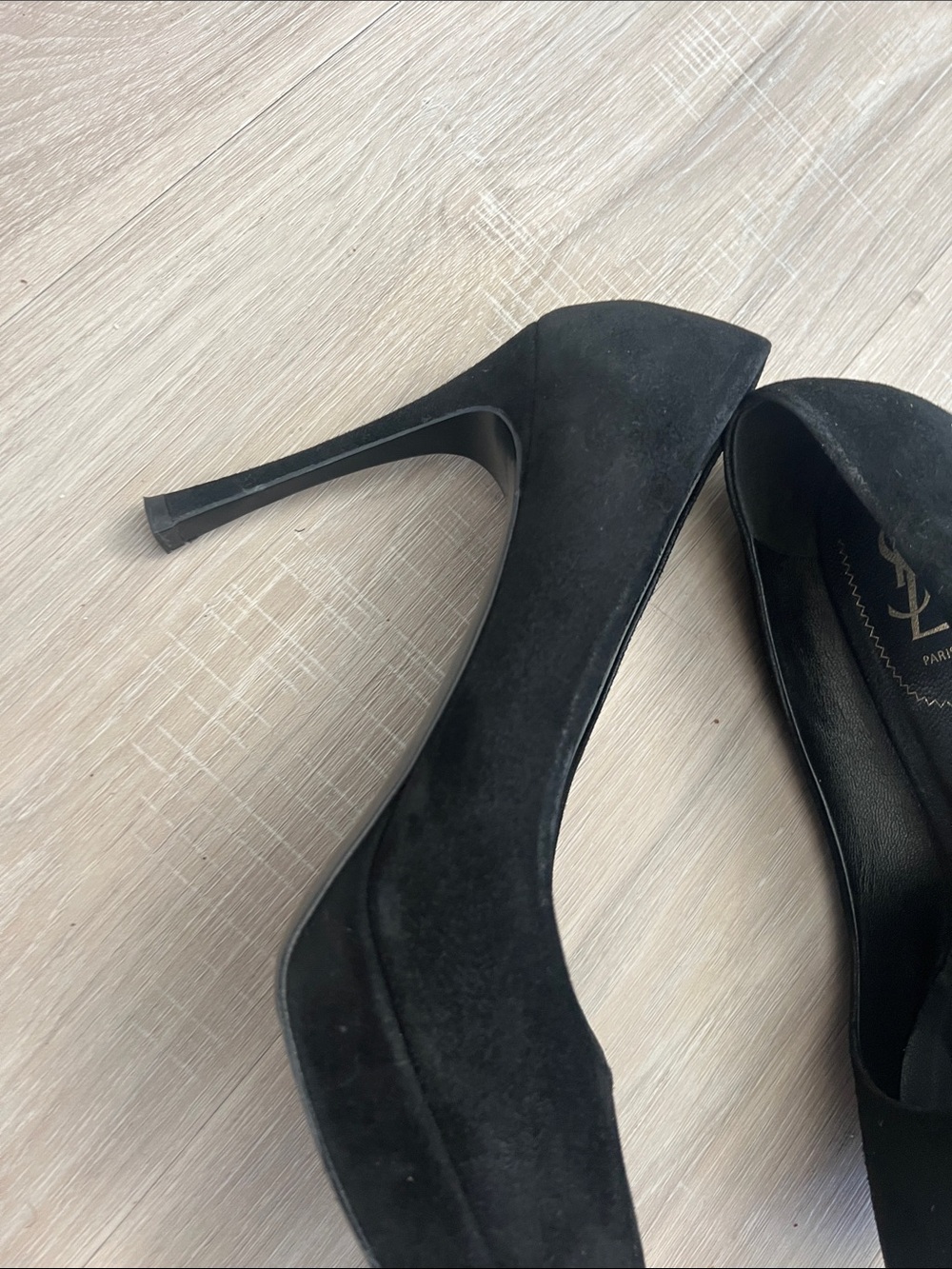 YSL Tribute Black Suede Platform Pumps shoes vtg 9 (EU 40) Luxury autumn wedding - Picture 6 of 9